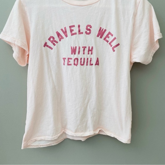 Wildfox 'Travels Well With Tequila' Tee Shirt Pink Sz XS - Picture 3 of 8